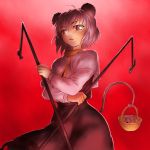 animal_ears dress grey_hair looking_down mouse mouse_ears mouse_tail nazrin onsoku_maru prehensile_tail red_eyes solo tail touhou