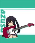  black_hair blush_stickers guitar instrument k-on! katochin long_hair nakano_azusa o_o school_uniform skirt solo twintails 