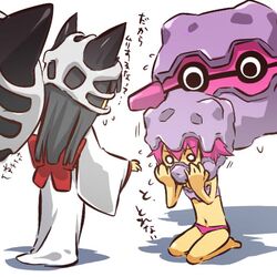  2girls black_hair glalie hitec japanese_clothes kimono long_hair moemon multiple_girls personification pink_hair pokemon pokemon_(creature) pokemon_(game) pokemon_gsc pokemon_rse translated 