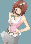  brown_hair idolmaster idolmaster_2 kazuto_san navel solo wink 