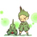  androgynous green_hair hitec larvitar moemon mohawk personification pokemon pokemon_(creature) pokemon_(game) pokemon_gsc red_eyes short_hair solo standing 