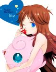  blue_eyes brown_hair jigglypuff leaf_(pokemon) poke_ball pokemon 