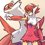  1girl hitec latias moemon personification pokemon pokemon_(creature) pokemon_(game) pokemon_rse red_hair redhead short_hair solo 