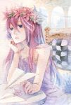  bare_shoulders flower head_wreath just_be_friends_(vocaloid) long_hair megurine_luka mutomutyakusyoku nail_polish paper_airplane pink_hair solo vocaloid 