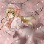  fairy hat leaning_forward lily_white petals pink solo touhou usa-neko wings 