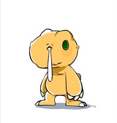  agumon claws colored_skin digimon digimon_(creature) full_body no_humans orange_skin snot solo standing youzaiyouzai112 