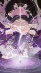  1girl bare_shoulders covered_eyes crescent d3gqgfp9cbmwekb detached_sleeves diffraction_spikes fu_xuan_(honkai:_star_rail) hair_ornament highres honkai:_star_rail honkai_(series) looking_at_object multiple_views open_hand pink_hair space star_(sky) star_chart tassel tassel_hair_ornament twintails 