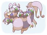  alternate_color animal_focus closed_eyes colored_skin commentary_request evolutionary_line goodra goomy green_eyes no_humans open_mouth pokemon pokemon_(creature) purple_skin shiny_pokemon simple_background sliggoo slime_(substance) slug solid_oval_eyes tail towa_(clonea) white_background 