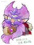  1boy beard brown_gloves cape dated doradorakingyo dwarf facial_hair full_beard gloves grin hand_on_own_chin long_beard looking_at_viewer male_focus mature_male mustache orvo_(puyopuyo) pointy_ears purple_facial_hair puyopuyo puyopuyo_quest red_cape simple_background smile solo thick_eyebrows twitter_username white_background 