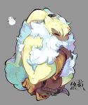  1other brown_fur brown_gloves closed_eyes cold commentary digimon digimon_(creature) floppy_ears furry gloves grey_background highres simple_background sneezing snot snow snowman solo symbareangoramon symbol-only_commentary white_fur yellow_fur youzaiyouzai112 