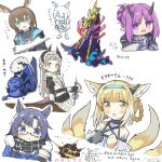  amiya_(arknights) animal_ear_fluff animal_ears arknights az84997592 bare_shoulders black_gloves blonde_hair blue_eyes blue_hair blue_hairband blush blush_stickers braid braided_hair_rings character_request collaboration collage colored_tips commentary_request cropped_torso demon_girl demon_horns earpiece fang_(arknights) fox_ears fox_girl fox_tail glasses gloves grey_hair hair_rings hairband hibiscus_(arknights) horns horse_ears horse_girl irene_(arknights) kitsune kyuubi long_sleeves maid multicolored_hair multiple_tails open_mouth originium_slug_(arknights) oripathy_lesion_(arknights) purple_hair rabbit_ears rabbit_girl semi-rimless_eyewear simple_background single_glove suzuran_(arknights) tail translation_request twin_braids two-tone_hair under-rim_eyewear violet_eyes white_background white_hair yellow_eyes 