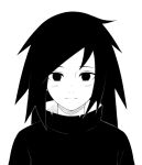  1girl boruto:_naruto_next_generations closed_mouth greyscale light_blush light_smile long_hair looking_at_viewer monochrome naruto_(series) robe solo taro_(ultrataro) uchiha_nanashi 