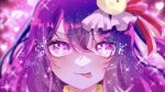  1girl hair_ornament hoshino_ai_(oshi_no_ko) idol oshi_no_ko purple_hair solo solo_focus sparkle sparkling_eyes tongue tongue_out violet_eyes xox_755nya 