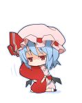  blue_hair blush chibi fanfad hat holding kneeling ladfa pillow pillow_hug red_eyes remilia_scarlet sleepy solo touhou 