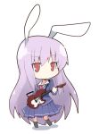  animal_ears bunny_ears chibi fanfad guitar instrument ladfa purple_hair rabbit_ears reisen_udongein_inaba school_uniform serafuku simple_background solo touhou 