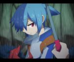  1boy blue_hair expressionless jacket komeichou-69 male puyopuyo puyopuyo_fever rain red_eyes sig solo_focus wet 