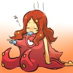  1girl hitec hot moemon octillery personification pokemon pokemon_(creature) pokemon_(game) pokemon_gsc popsicle red_hair redhead solo 