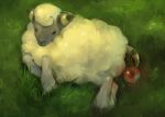  grass kenko lying mareep no_humans pokemon pokemon_(creature) realistic sheep solo 