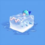  ao_usagi barefoot blue_hair bow cirno error feet frozen hair_bow immobilization lowres short_hair sleeping solo touhou wings 