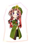  bad_id bow braid chibi china_dress chinese_clothes hair_bow hat hong_meiling long_hair lozelia purple_eyes red_hair redhead solo thigh-highs thighhighs touhou twin_braids violet_eyes 