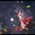  aruu_(memories) black_legwear black_thighhighs bunny_ears foreshortening from_below highres long_hair purple_hair rabbit_ears red_eyes reisen_udongein_inaba solo tanabata thigh-highs thighhighs touhou 