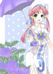  flower hydrangea mizunashi_akari pink_hair smile solo spica_(artist) spica_(clover4) umbrella 