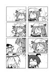  4koma bad_id comic kirisame_marisa koakuma monochrome multiple_4koma patchouli_knowledge skirt skirt_lift thumbs_up touhou ushi 