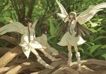  barefoot brown_hair detached_sleeves fairy japanese_clothes minigirl multiple_girls nature original sandals touki_no_tsubo wings 