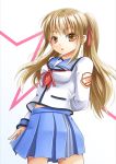  bad_id blonde_hair brown_eyes jyuusimatu long_hair no_legwear school_uniform serafuku solo twintails yusa yusa_(angel_beats!) 