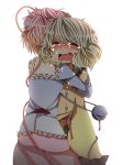  blood bloody_tears blush closed_eyes comforting frills green_hair hairband hug komeiji_koishi komeiji_satori multiple_girls open_mouth pink_hair pote ruffles sad short_hair siblings sisters skirt snot tears touhou 