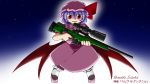  bat_wings bloodycat character_name gun hat purple_hair red_eyes remilia_scarlet rifle short_hair solo touhou weapon wings 