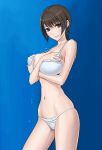 blue_eyes bocorot breasts brown_hair large_breasts short_hair smile swimsuit tsuzuki_shiori wet witchblade 