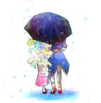  1girl couple from_behind nia_teppelin rain simon taira_momen tengen_toppa_gurren_lagann umbrella wet 