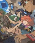  2girls andrewcockroach bird box car_interior clouds cloudy_sky driving eva_00 green_eyes highres id_card ikari_shinji katsuragi_misato keychain multiple_girls neon_genesis_evangelion open_mouth orange_hair penguin penpen ramiel_(evangelion) sky teeth 