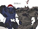  antlers armored_core armored_core_6 christmas_lights cowboy_shot hat loader_4 mecha mecha_focus mznomono no_humans one-eyed red_headwear reindeer_antlers robot santa_hat science_fiction simple_background standing steel_haze translated white_background 