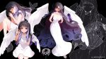  1girl black_hair bug butterfly closed_eyes dress feathered_wings flower gradient_hair hair_flower hair_ornament halterneck highres long_dress long_hair meloco_kyoran multicolored_hair multiple_views nijisanji nijisanji_en official_art pink_eyes purple_hair sakai_eri_(illustratoreri) sleeveless sleeveless_dress very_long_hair white_dress white_flower white_wings wings 