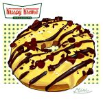  chocolate_syrup doughnut food food_focus highres krispy_kreme miri_illust no_humans original pastry 