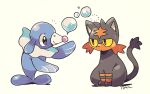  animal_focus bubble bubble_blowing cat closed_mouth colored_sclera commentary_request full_body litten no_humans notice_lines pokemon pokemon_(creature) popplio seal_(animal) simple_background sitting standing tetori white_background yellow_eyes yellow_sclera 
