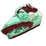  cake chocolate_cake food food_focus highres mint mint_cake miri_illust no_humans original simple_background white_background 