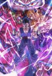  3boys aura black_hair cell_max colored_skin dougi dragon_ball dragon_ball_super dragon_ball_super_super_hero electricity gohan_beast hashagu highres multiple_boys muscular orange_piccolo orange_skin pants piccolo purple_pants purple_shirt red_eyes screaming shirt son_gohan spiky_hair topless_male white_hair 