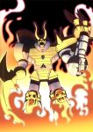  claws digimon digimon_(creature) fire gokumon horns looking_at_viewer mekadouraku open_mouth red_eyes scythe skeleton skull solo yellow_eyes 