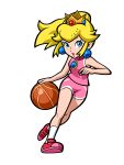  1girl basketball blonde_hair official_art ponytail princess_peach shorts super_mario_bros. 
