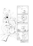  4koma breasts chagen_kokimu cleavage comic highres kaku_seiga miyako_yoshika monochrome touhou translation_request 