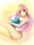  ball bare_shoulders bottomless breasts cleavage daichouhen_doraemon doraemon doraemon:_nobita_to_tetsujin_heidan edobox holding legs long_hair panties pink_hair riruru solo underwear 