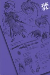  bandages highres himura_kenshin japanese_clothes katana picture ponytail redesign rurouni_kenshin samurai scarf solo sword torn_clothes translation_request watsuki_nobuhiro weapon 