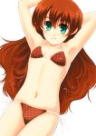  bikini flat_chest green_eyes long_hair plaid red_hair redhead swimsuit tartan yuuki_yuki 
