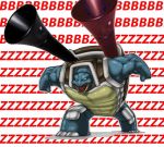  armor blastoise cannon horn_(instrument) lowres nintendo no_humans open_mouth photoshop pokemon pokemon_(creature) solo tank vuvuzela 