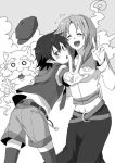  animal_ears cat_ears contemporary hoodie hug kumoi_ichirin midriff monochrome murasa_minamitsu navel o_o pointy_ears rex_k thighhighs touhou unzan v 