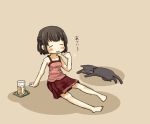  cat chibi fatal_frame fatal_frame_3 hagino_chiyoko hinasaki_miku hot midriff skirt solo tea 