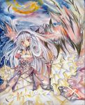  dress frills hairband long_hair red_eyes rozen_maiden silver_hair solo suigintou traditional_media watercolor_(medium) wings 